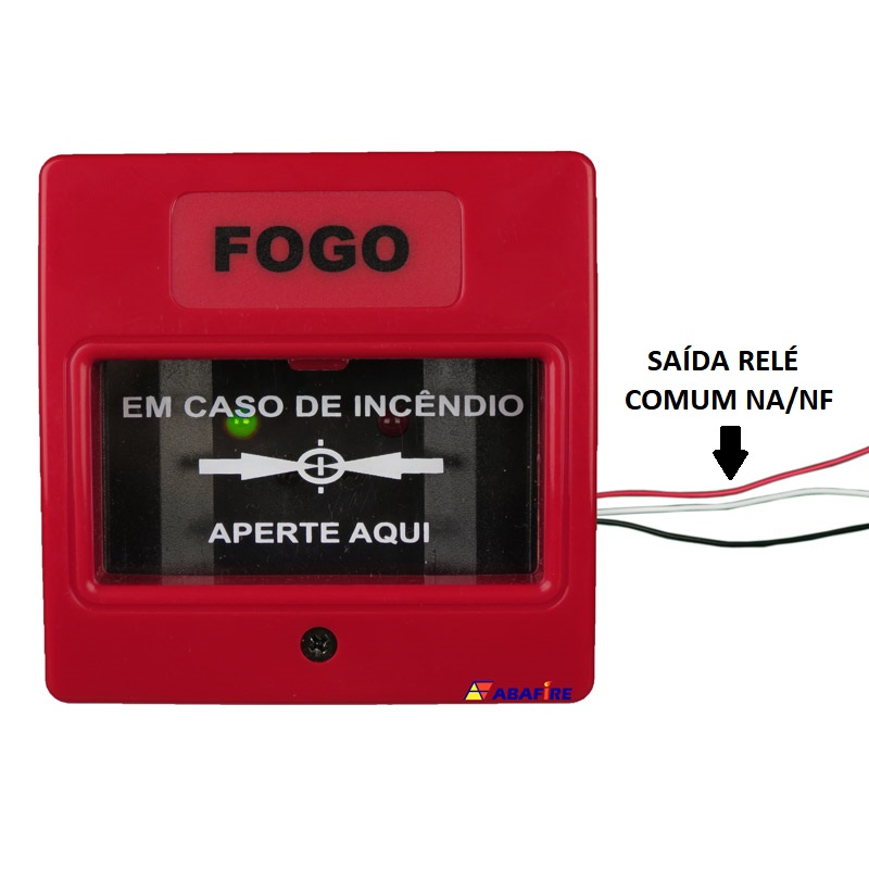 Botoeira e Acionador Manual Convencional com relé NA/NF (Convencional Call Point with relay NO/NC) código AFAM2R. Ideal para Módulo de Entrada Endereçável. Imagem 01