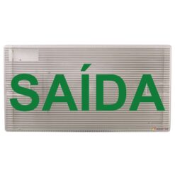 Bloco Autônomo de Iluminação de Emergência e Balizamento Escrito Saída, com uma lâmpada de 9 Watts, código AFMAC512B