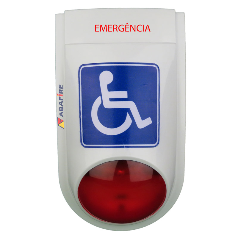 Sirene Audiovisual de Emergência e Alarme para Sanitários PNE (Portadores de Necessidades Especiais) Tipo Cabeado - Imagem 01