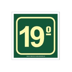 Placa de Sinalização de Evacuação e Rota de Fuga Tipo Fotoluminescente Sinalizando: Décimo Nono Andar