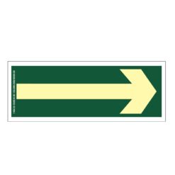 Placa de Sinalização Fotoluminescente de Rota de Fuga e Evacuação Tipo Seta Indicativa, código AFC1