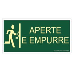 Placa de Sinalização Fotoluminescente de Rota de Fuga e Evacuação Tipo Aperte e Empurre, código AFM3