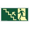 Placa de Sinalização Fotoluminescente de Rota de Fuga e Evacuação Tipo Suba a Escada a Esquerda com Boneco e Seta, código AFS10