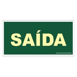 Placa de Sinalização Fotoluminescente de Rota de Fuga e Evacuação Tipo Saída, código AFS12-A