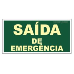 Placa de Sinalização Fotoluminescente de Rota de Fuga e Evacuação Tipo Saída de Emergência, código AFS12-B
