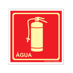 Placa de Sinalização Fotoluminescente (Fica Acesa no Escuro), Para Sinalizar Extintor de Incêndio Contendo Água