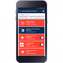 Sistema push de notificação no celular smartphone ou tablet do alarme de incendio via acionador manual ou botoeira de emergência monitorado remotamente via protocolo wifi, sem fio.