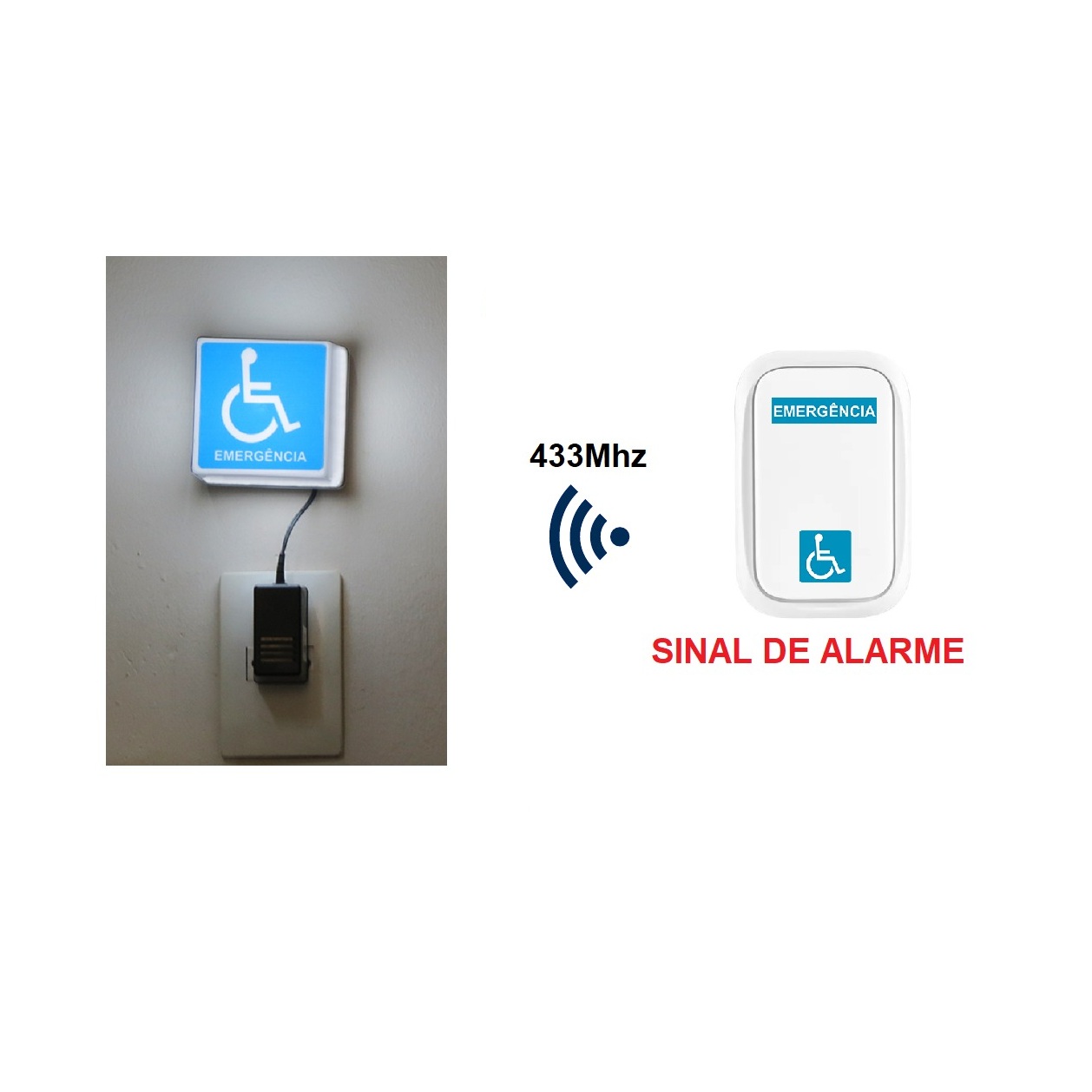Sinalizador Sonoro e Luminoso Sem Fio (Wireless) + Botão de Alarme SOS IP55 Livre de Manutenção (Não usa Fio, Pilha, Bateria) p/ Sanitário Acessível PNE PCD - Imagem 10