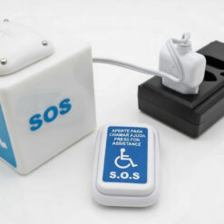 Kit de Alarme para Sanitário e Banheiro acessível PNE PCE com comunicação via radiofrequência e com botão livre de manutencao que não usa pilha nem bateria nem rede elétrica 110/220v