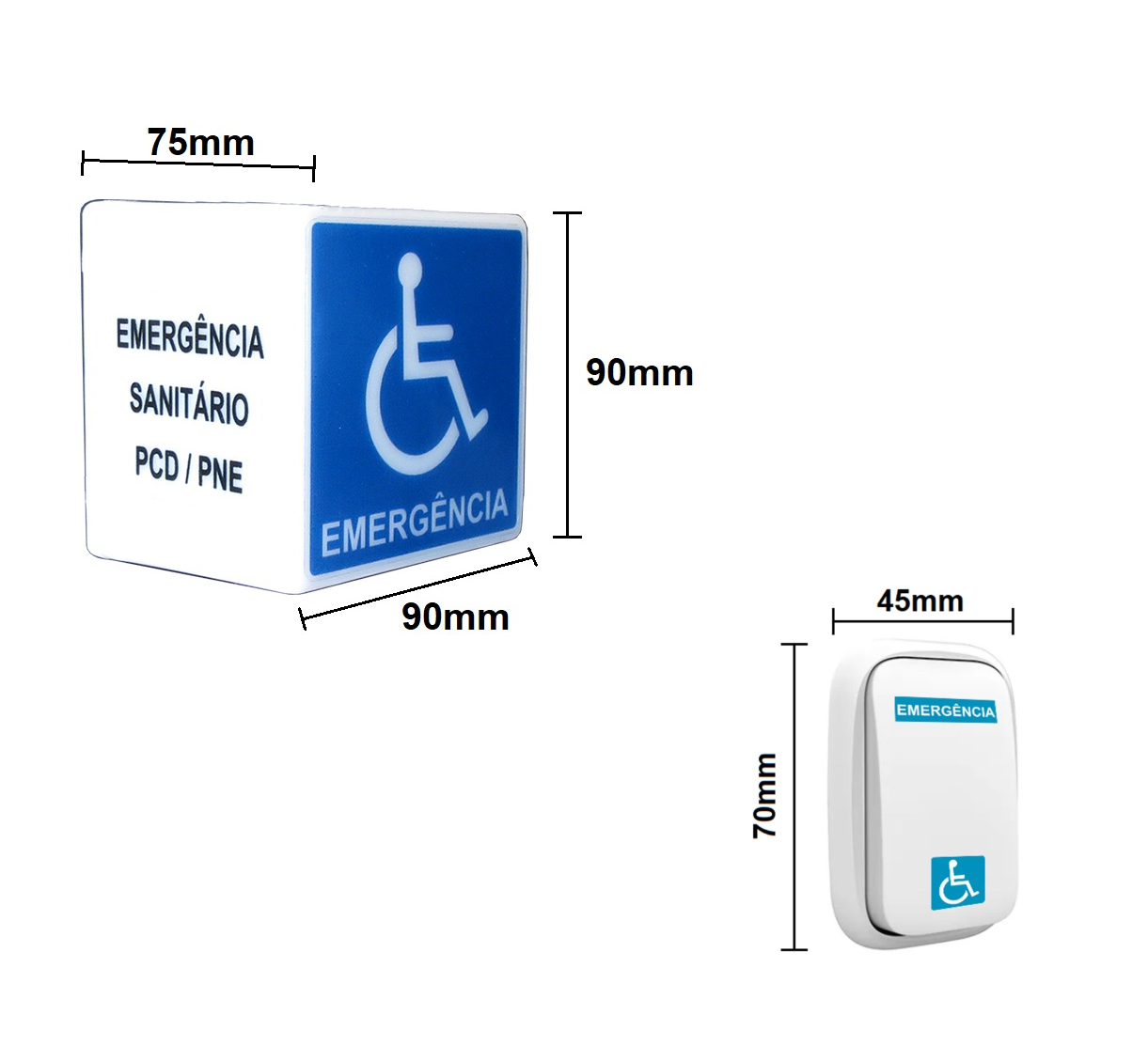 Sinalizador Sonoro e Luminoso Sem Fio (Wireless) + Botão de Alarme SOS IP55 Livre de Manutenção (Não usa Fio, Pilha, Bateria) p/ Sanitário Acessível PNE PCD - Imagem 7